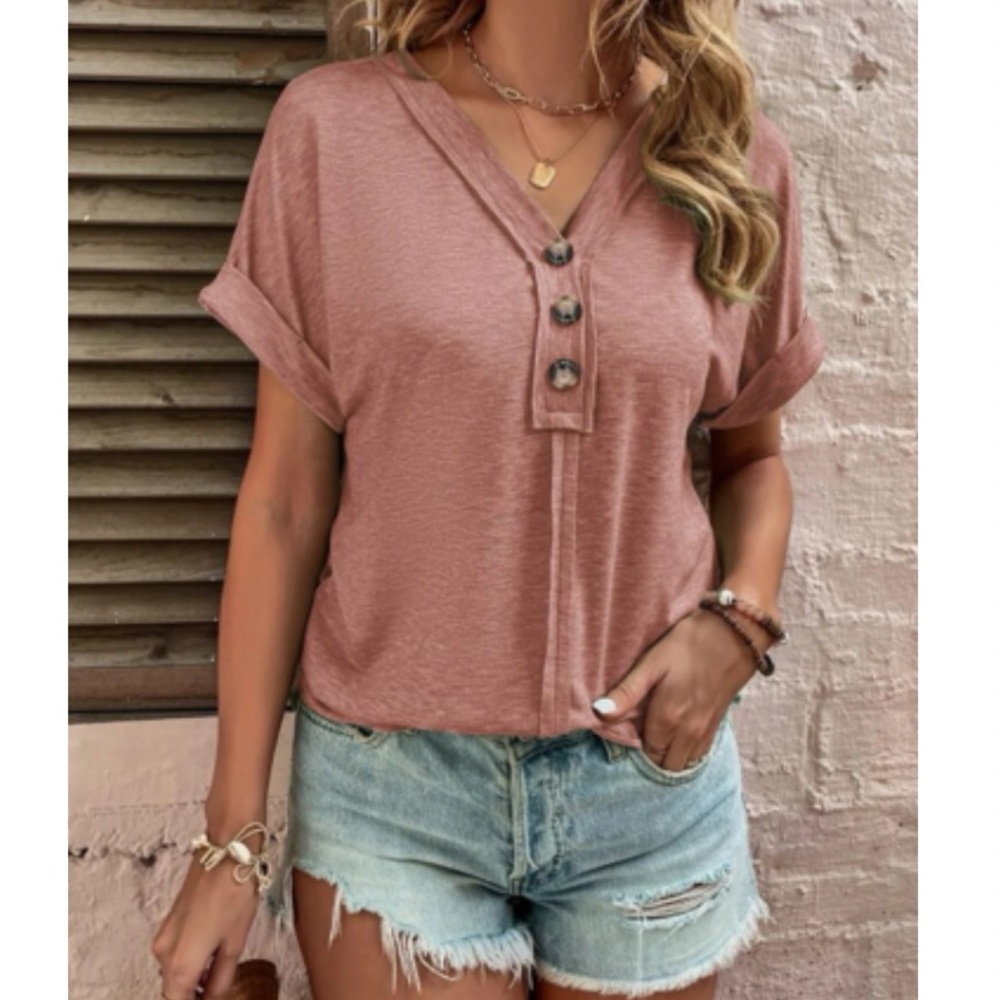 Boho button detail dolman sleeve top